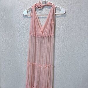 Forever 21 Sheer Pinkish-Mauve Ruffled Dress Size S